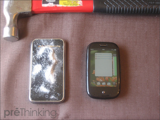 Illustration for article titled Moron Smashes His iPhone Because of His Palm Pre